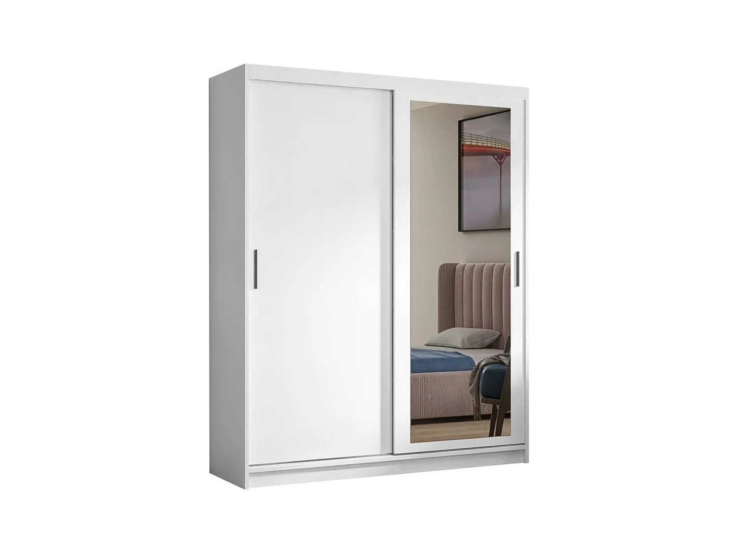 ARMOIRE A PORTES FERMÉES Hela 160/205/60 2 portes blanc avec miroir