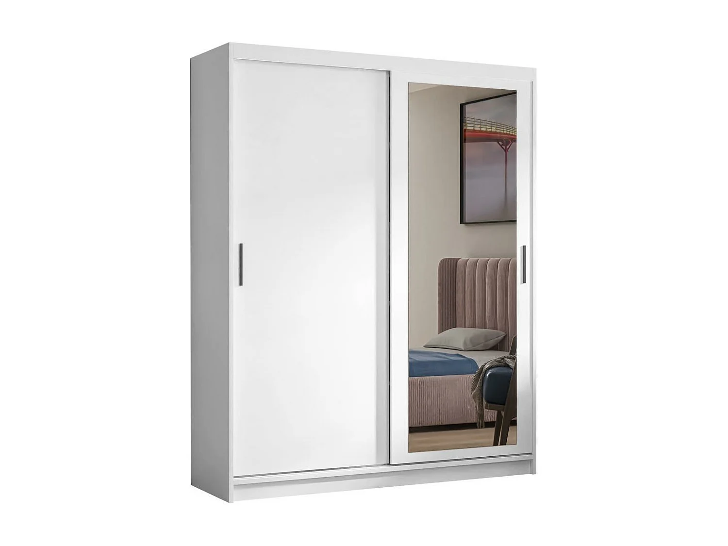 ARMOIRE A PORTES FERMÉES Hela 160/205/60 2 portes blanc avec miroir