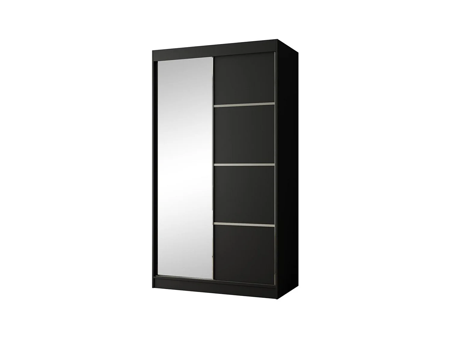 ARMOIRE À PORTES FERMÉES Paco 120/215/61 2 portes noir avec miroir