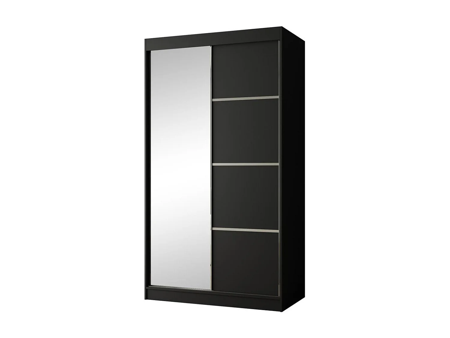 ARMOIRE À PORTES FERMÉES Paco 120/215/61 2 portes noir avec miroir