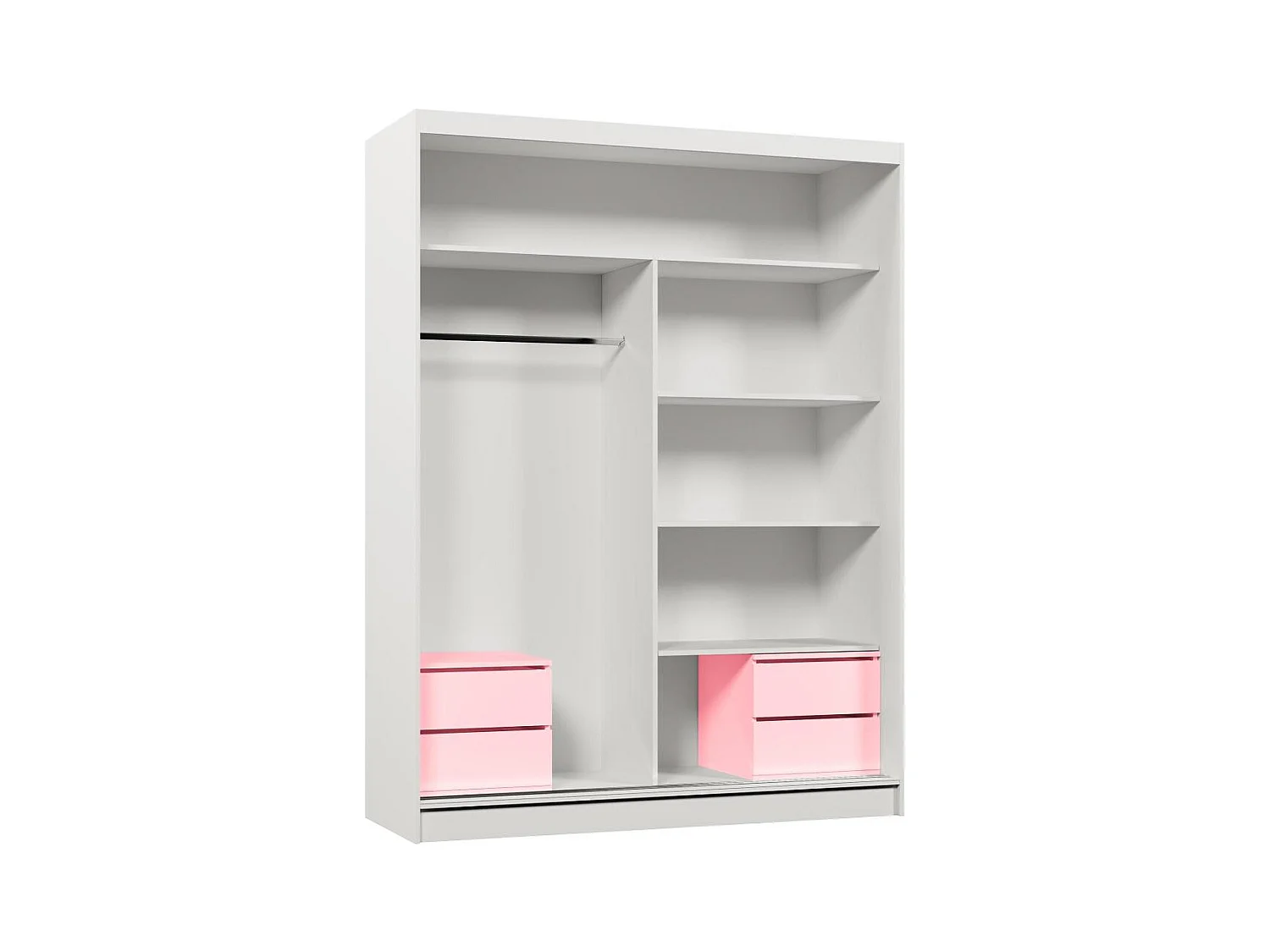 ARMOIRE A PORTES FERMÉES Helix 160/216/61 blanc+chêne artisan avec inserts à tiroirs