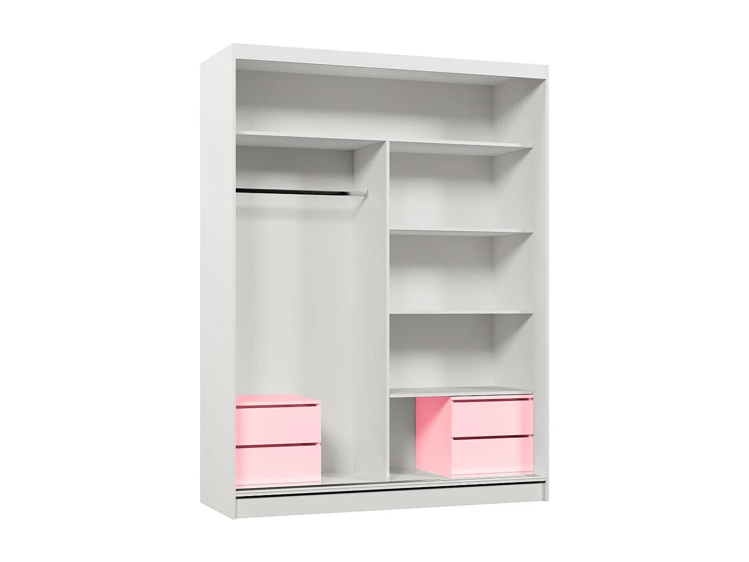 SCHWEBETÜRENSCHRANK Helix 160/216/61 weiß+eiche artisan mit Schubladeneinsätze