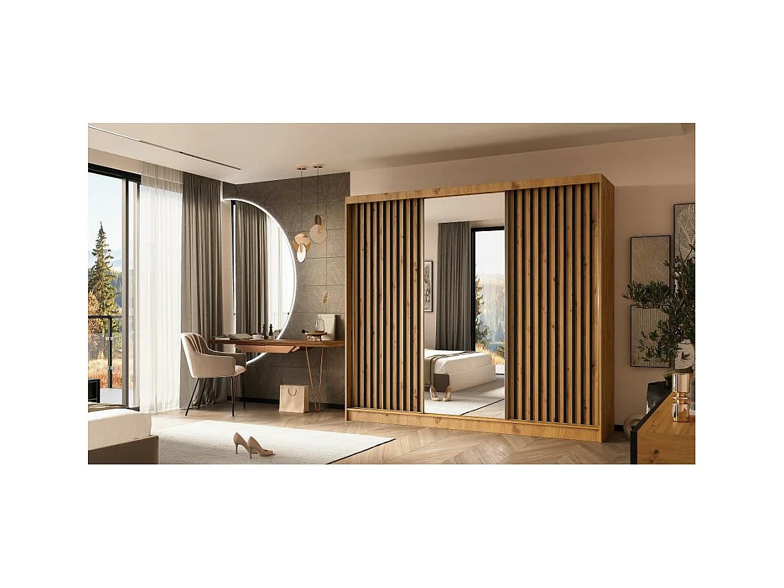 ARMOIRE A PORTES FERMÉES Helix 240/216/61 chêne artisan+noir