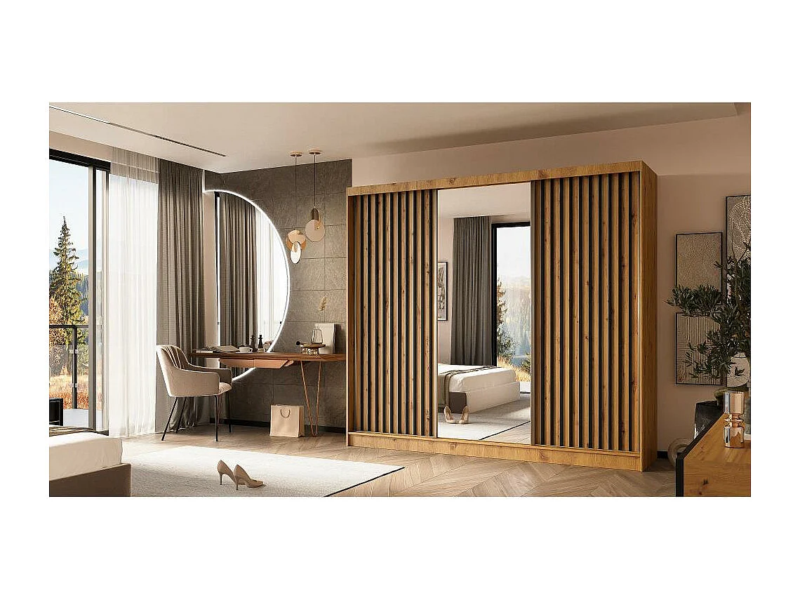 ARMOIRE A PORTES FERMÉES Helix 240/216/61 chêne artisan+noir