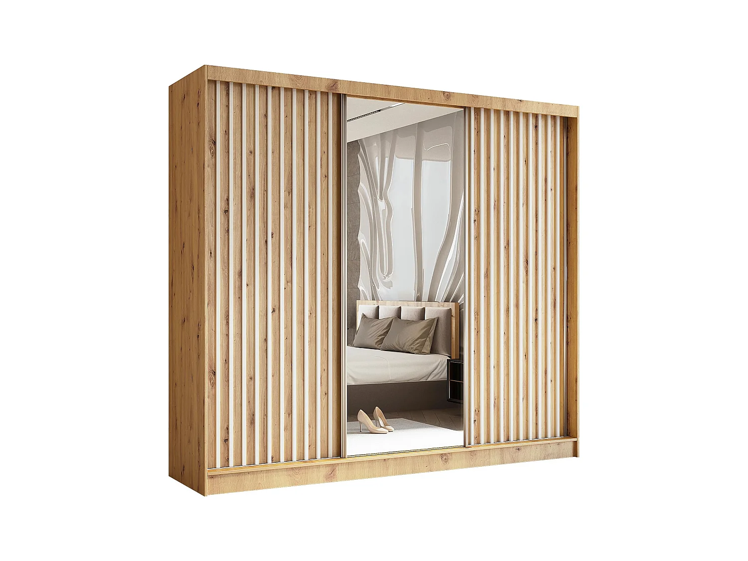 ARMOIRE A PORTES FERMÉES Helix 240/216/61 chêne artisan+blanc