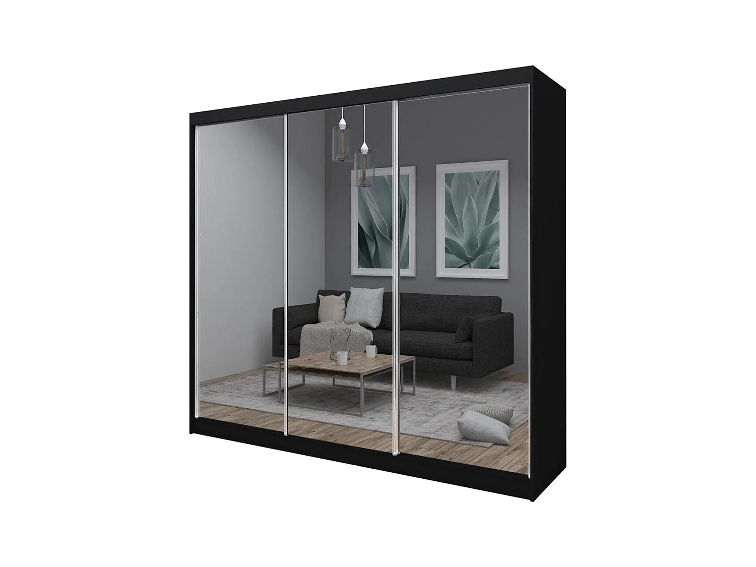 ARMOIRE À PORTES FERMÉES Debra 240/216/61 noir avec miroir