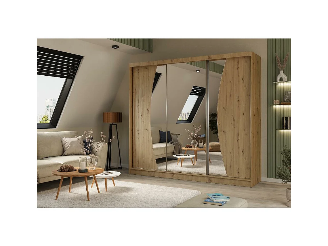 ARMOIRE A PORTES FERMÉES Vox 240/216/61 chêne Artisan avec miroir et tiroirs