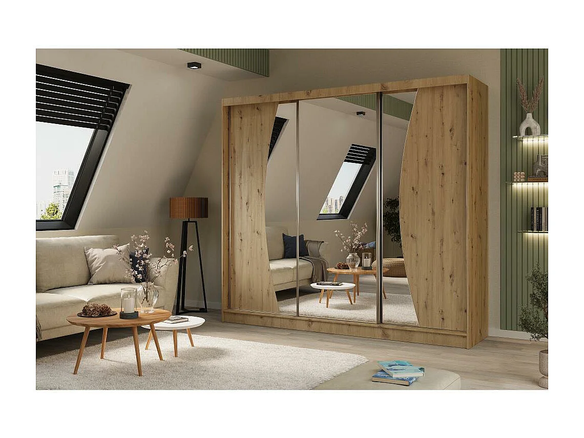 ARMOIRE A PORTES FERMÉES Vox 240/216/61 chêne Artisan avec miroir et tiroirs