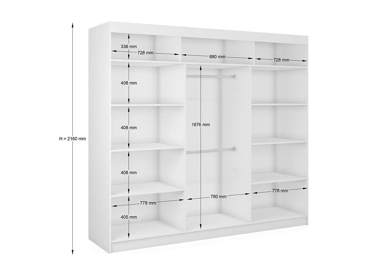 SCHWEBETÜRENSCHRANK Helix 240/216/61 grau+weiß mit Schubladeneinsätze