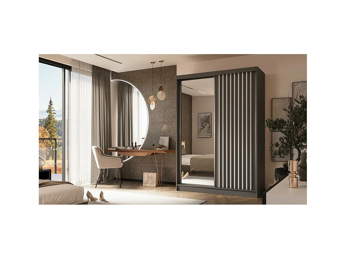 SCHWEBETÜRENSCHRANK Helix 150/216/61 grau+weiß