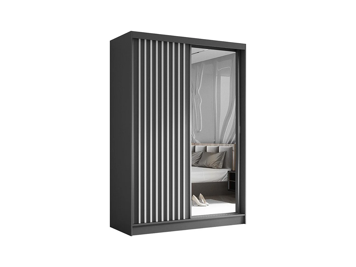 SCHWEBETÜRENSCHRANK Helix 150/216/61 grau+weiß