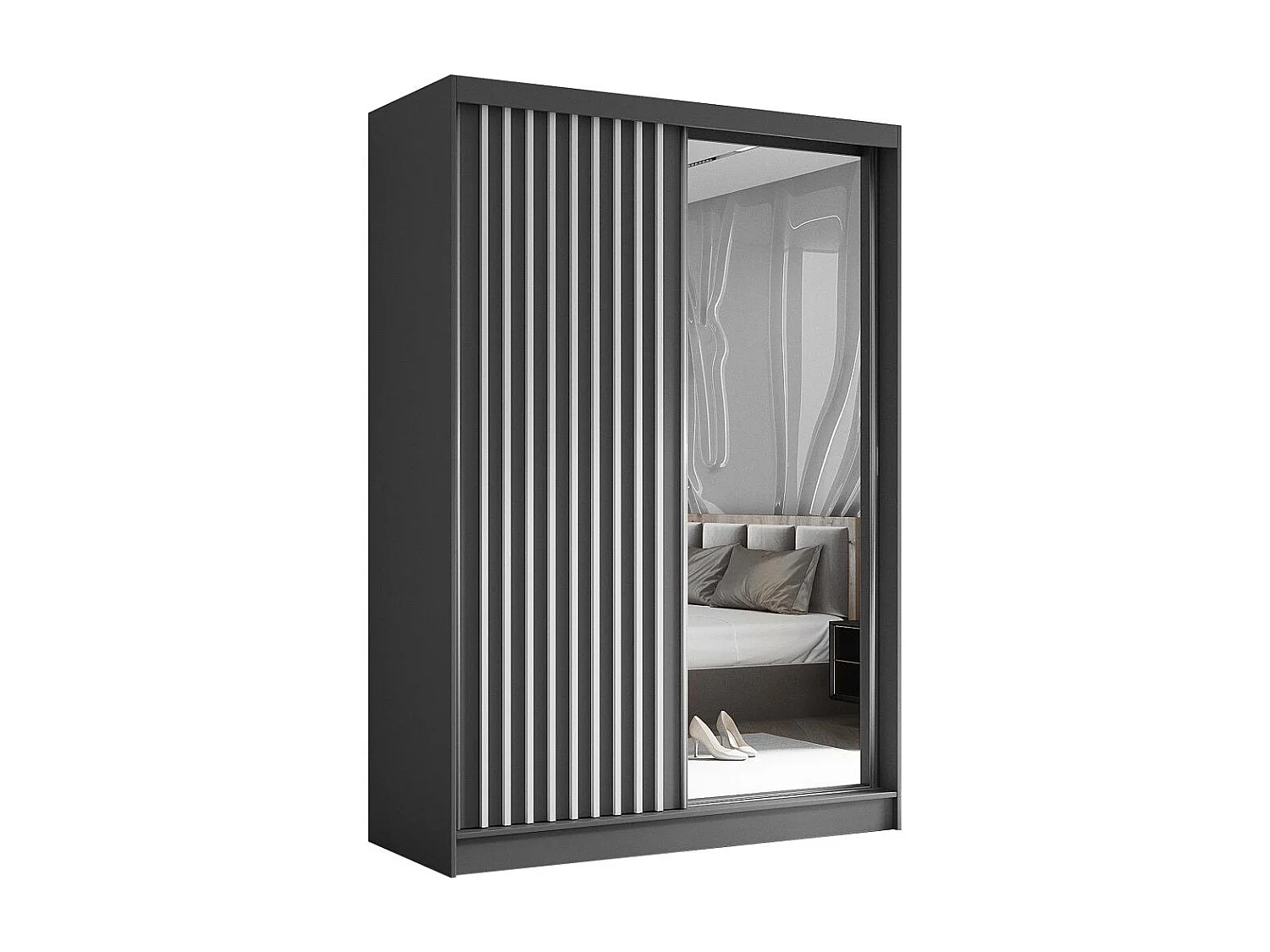 SCHWEBETÜRENSCHRANK Helix 150/216/61 grau+weiß