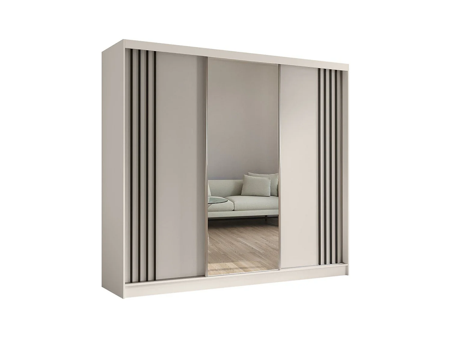 ARMOIRE À PORTES FERMÉES Nela II 240/216/61 cachemire+noir avec tiroirs