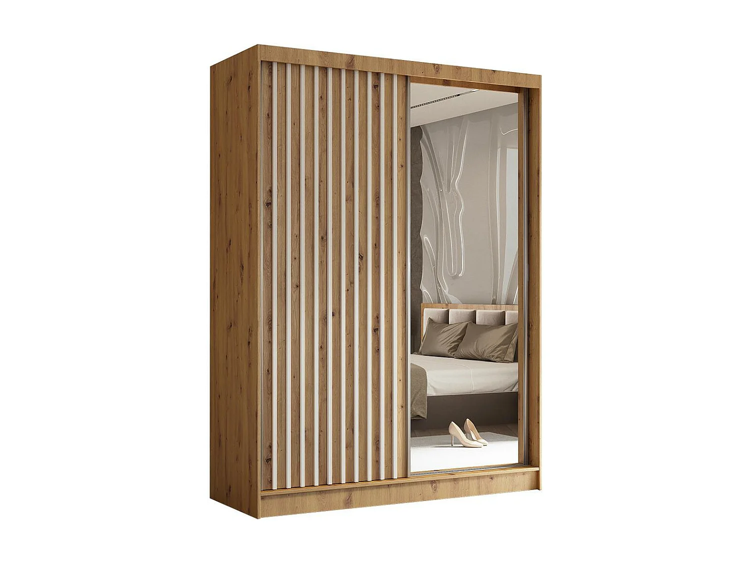 ARMOIRE A PORTES FERMÉES Helix 160/216/61 chêne artisan+blanc