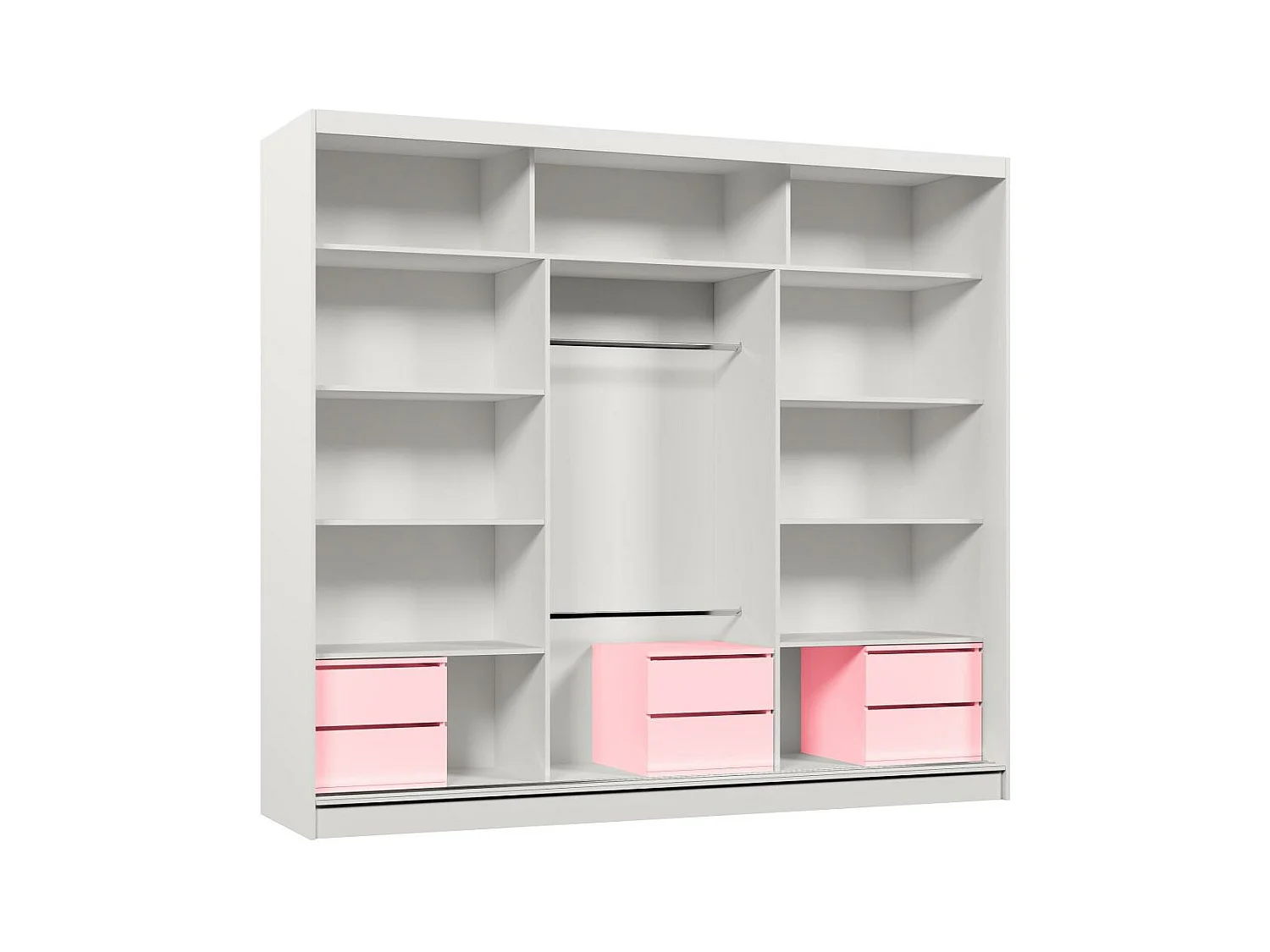 ARMOIRE A PORTES FERMÉES Helix 240/216/61 noir+blanc avec inserts de tiroirs
