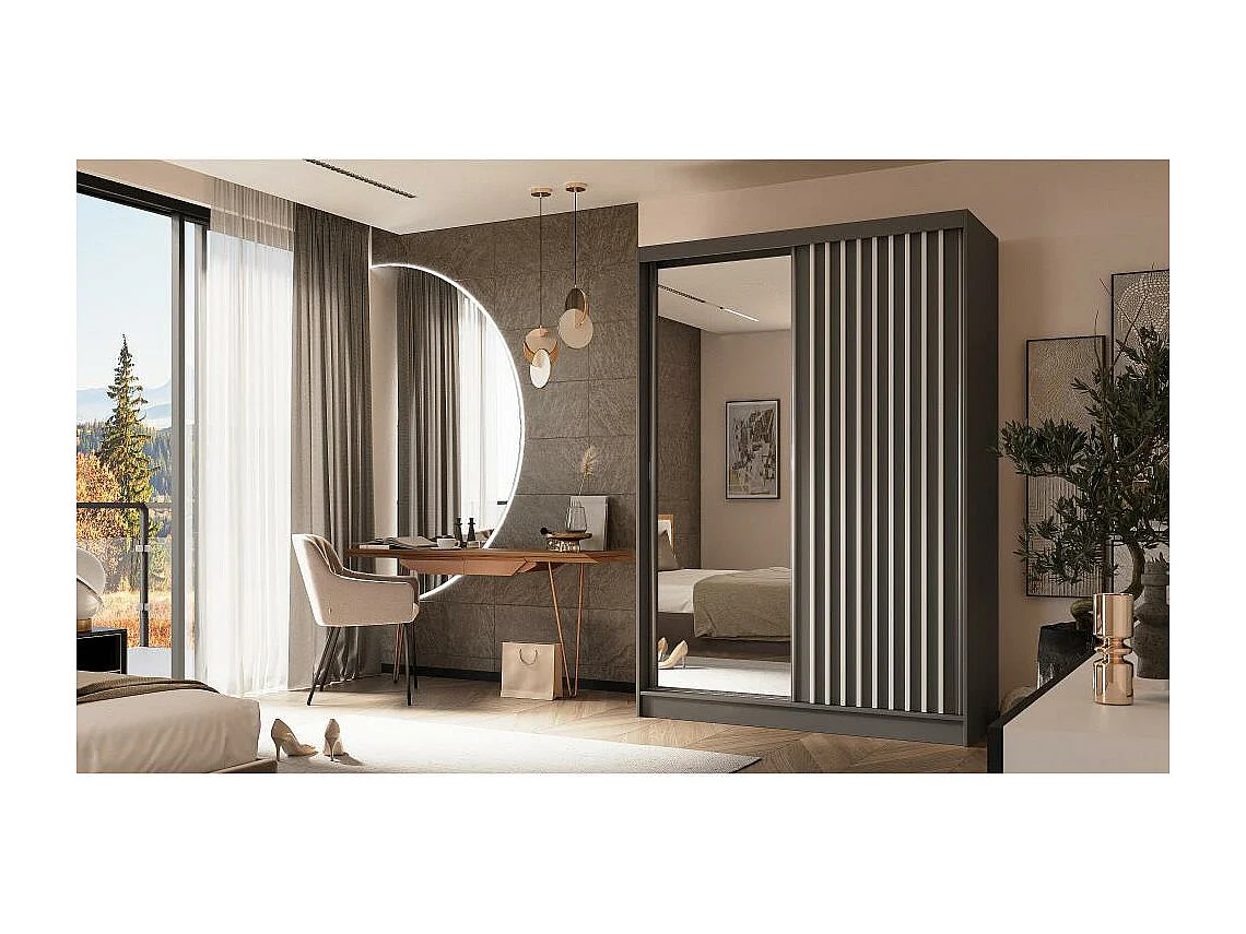 ARMOIRE A PORTES FERMÉES Helix 150/216/61 gris+blanc avec blocs-tiroirs