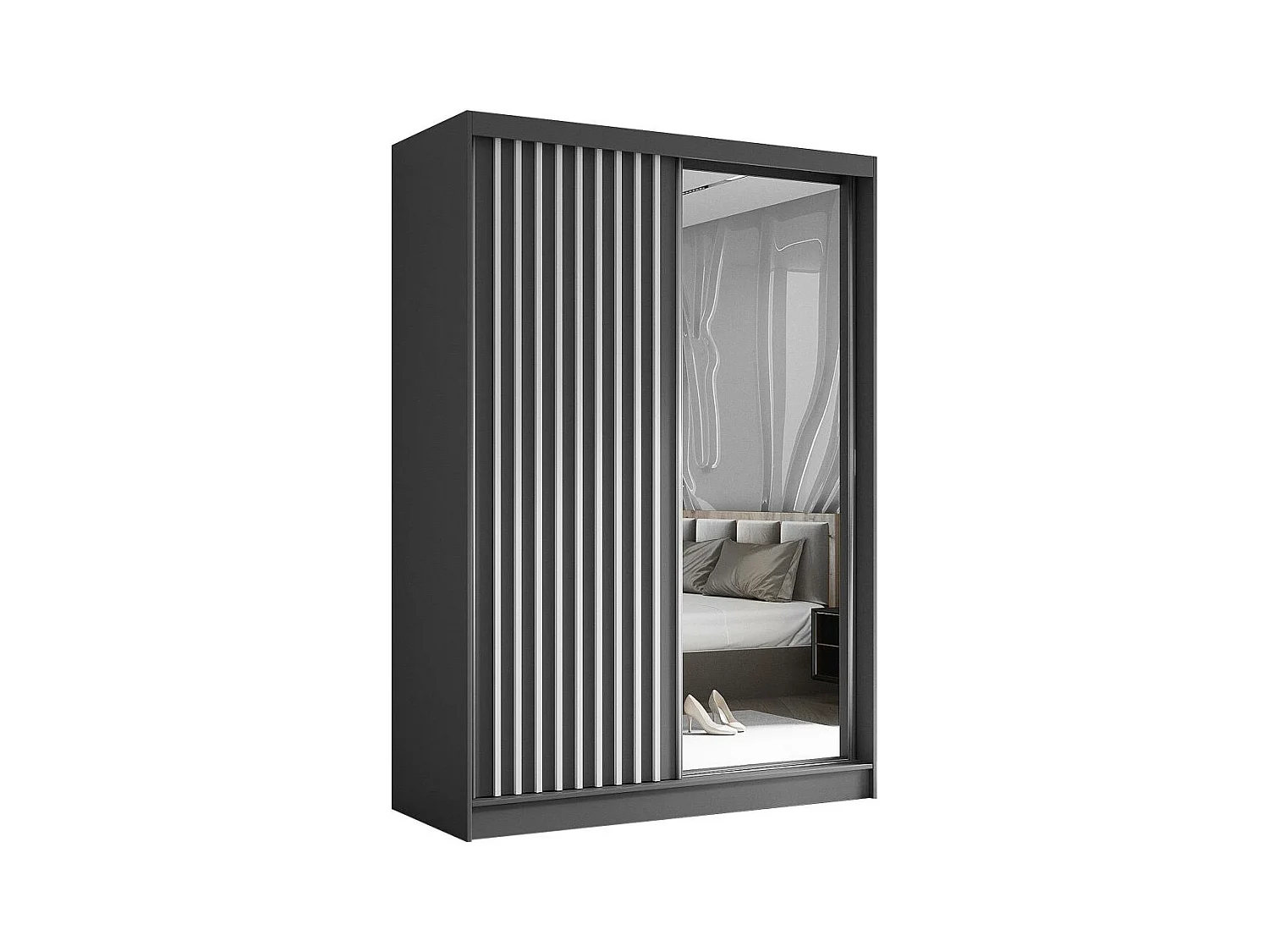 ARMOIRE A PORTES FERMÉES Helix 150/216/61 gris+blanc avec blocs-tiroirs