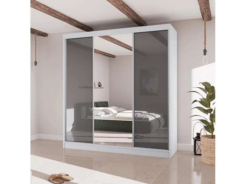 ARMOIRE À PORTES FERMÉES Velis II 200/61/215 blanc+graphite