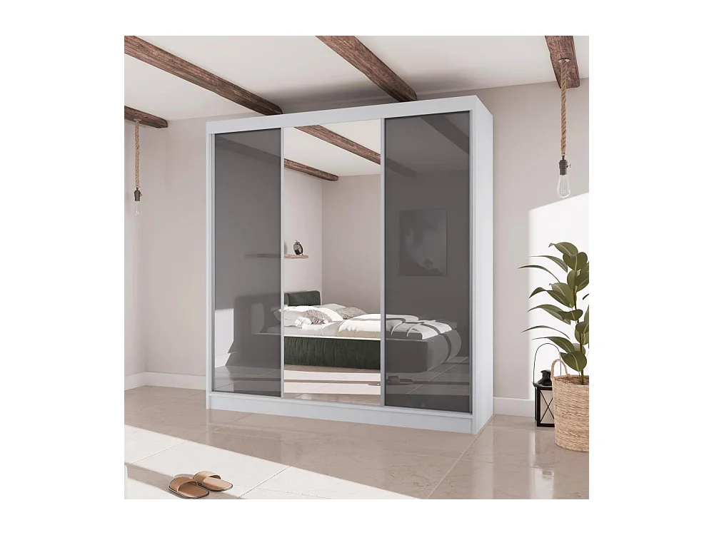 SCHWEBETÜRENSCHRANK Velis II 200/61/215 weiß+graphit