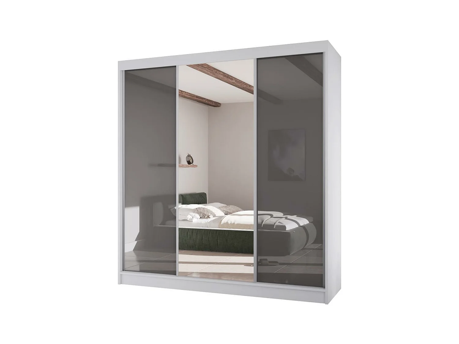 SCHWEBETÜRENSCHRANK Velis II 200/61/215 weiß+graphit