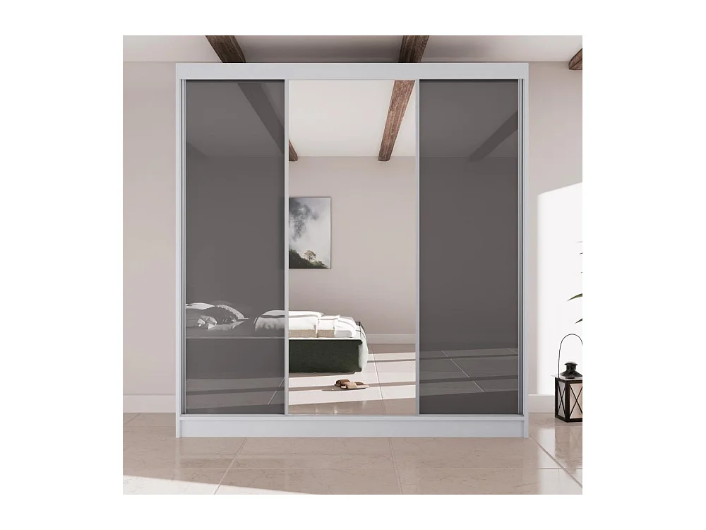 SCHWEBETÜRENSCHRANK Velis II 200/61/215 weiß+graphit