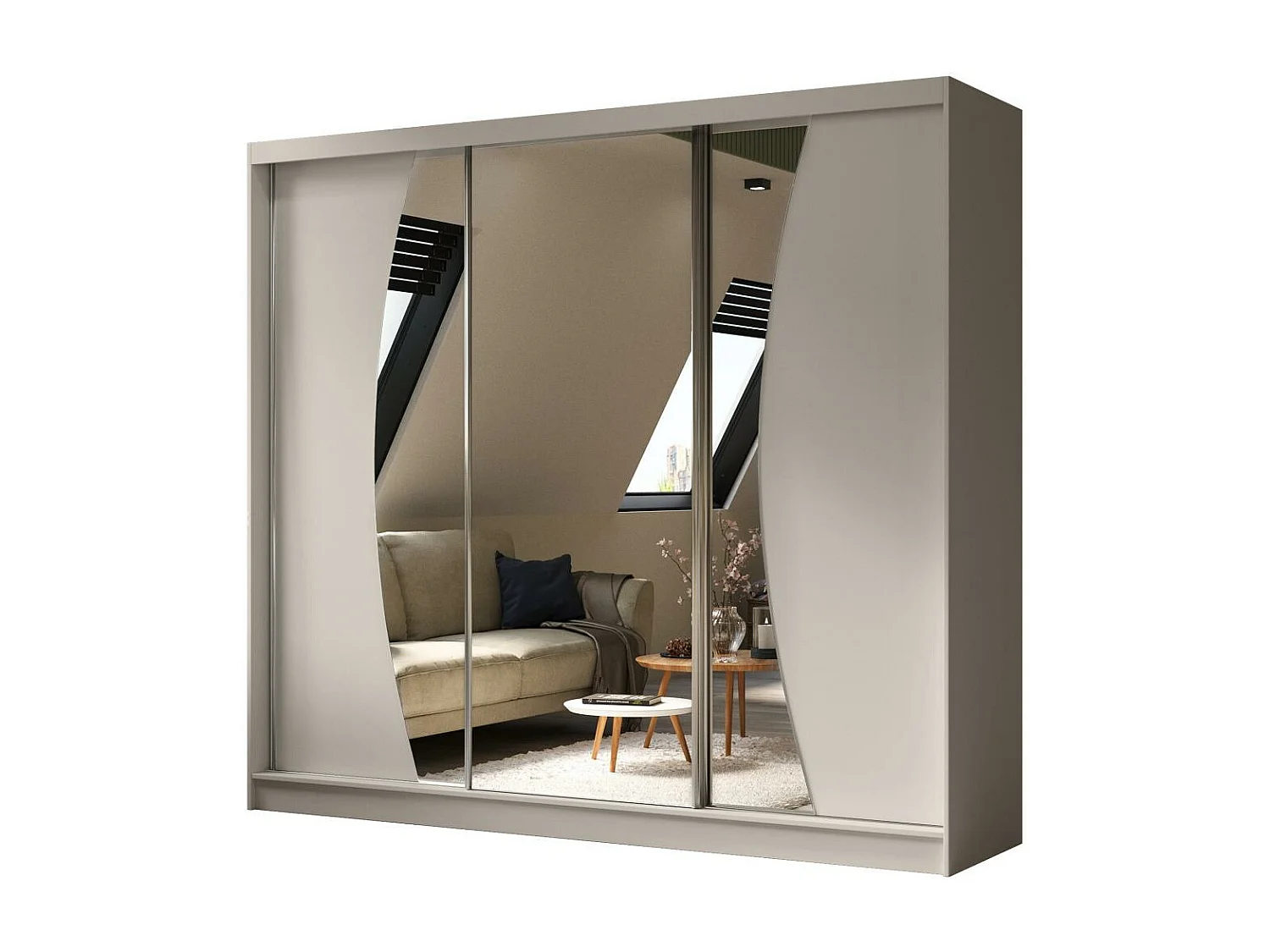 ARMOIRE À PORTES FERMÉES Vox 240/216/61 kashmir avec miroir et blocs-tiroirs