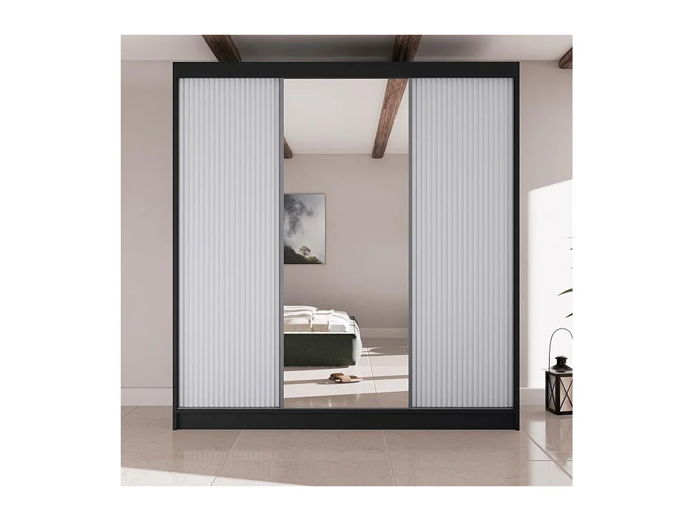 SCHWEBETÜRENSCHRANK Ramos II 200/61/215 schwarz+weiß