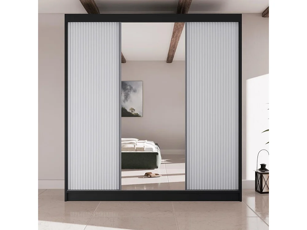 SCHWEBETÜRENSCHRANK Ramos II 200/61/215 schwarz+weiß