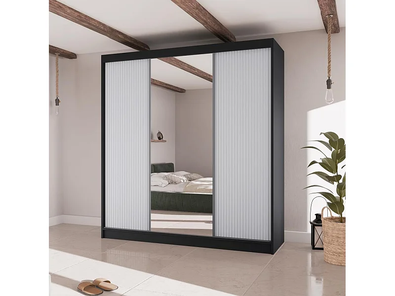 ARMOIRE A PORTES FERMÉES Ramos II 200/61/215 noir+blanc