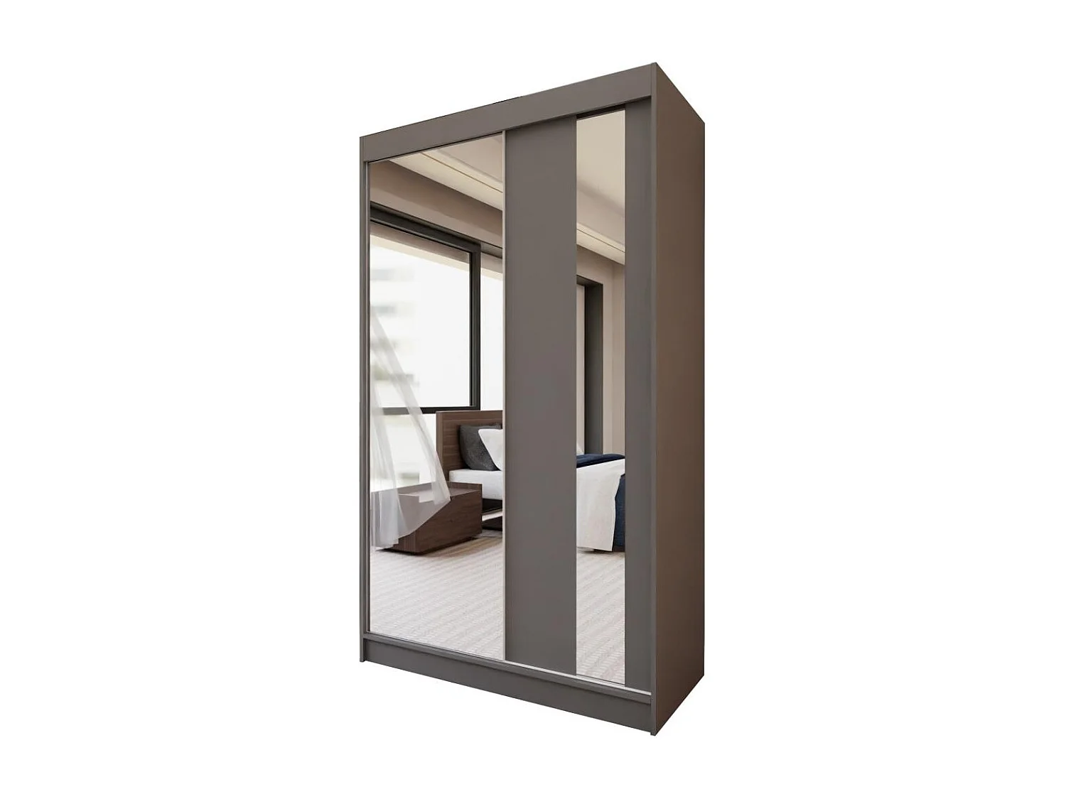 ARMOIRE A PORTES FERMÉES Gaja 120/216/61 graphite avec miroir et tiroirs