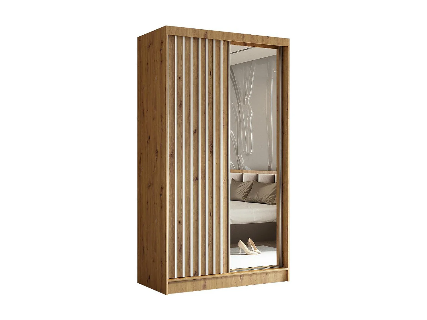 SCHWEBETÜRENSCHRANK Helix 120/216/61 eiche artisan+weiß