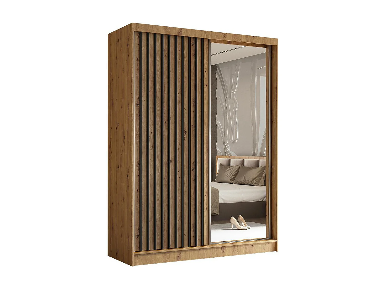 ARMOIRE A PORTES FERMÉES Helix 160/216/61 chêne artisan+noir