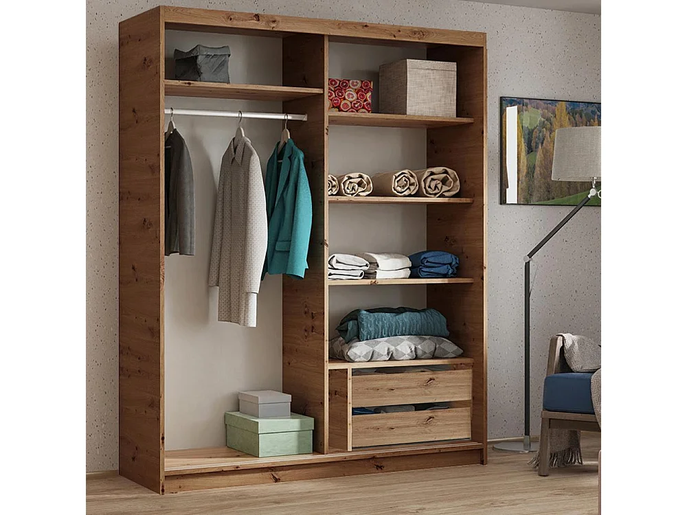 Hangkast Hela 160/205/60 2-deurs eiken Artisan met laden