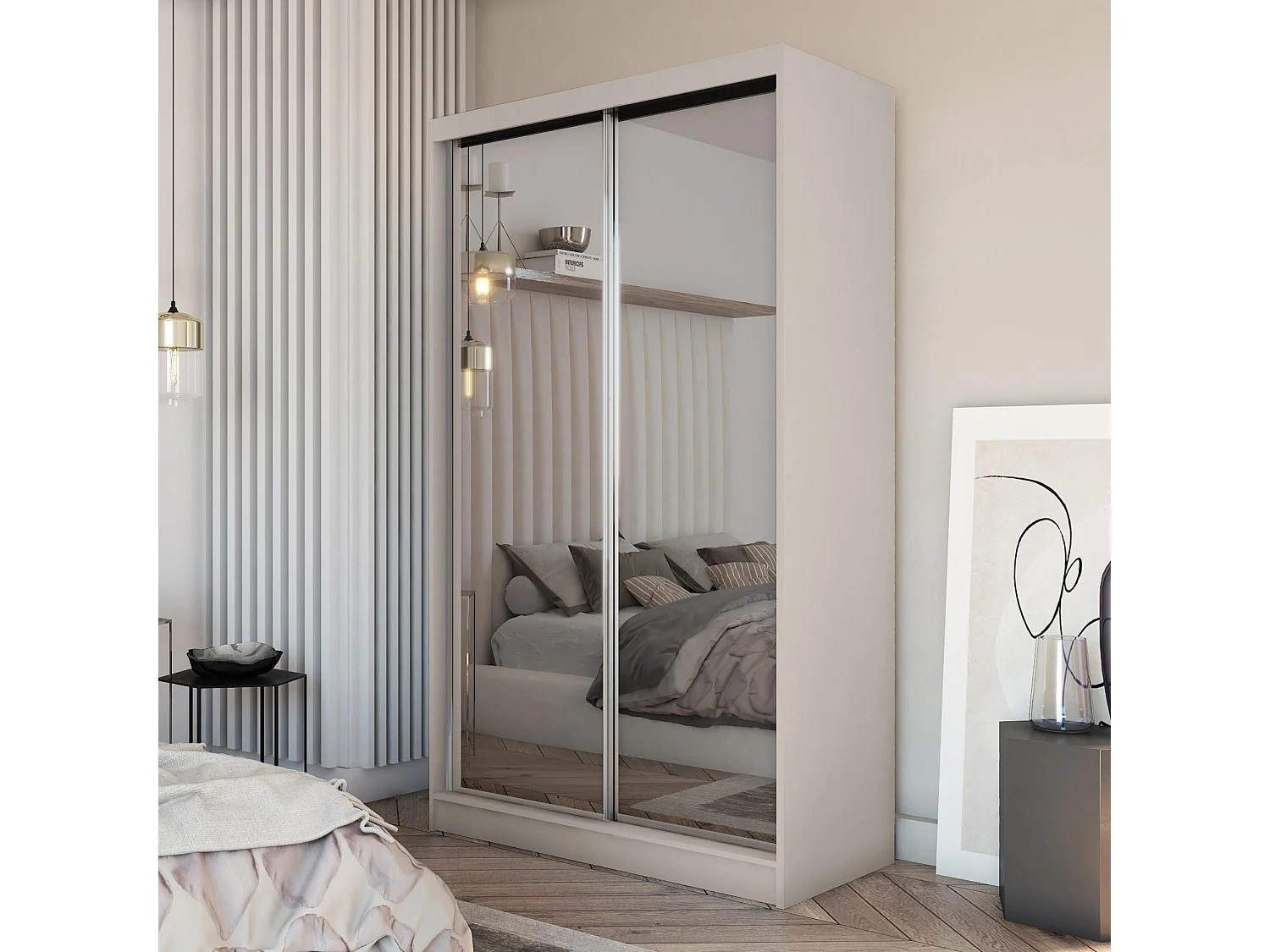 Hangkast Debra II 120/216/61 kasjmier met spiegel en laden