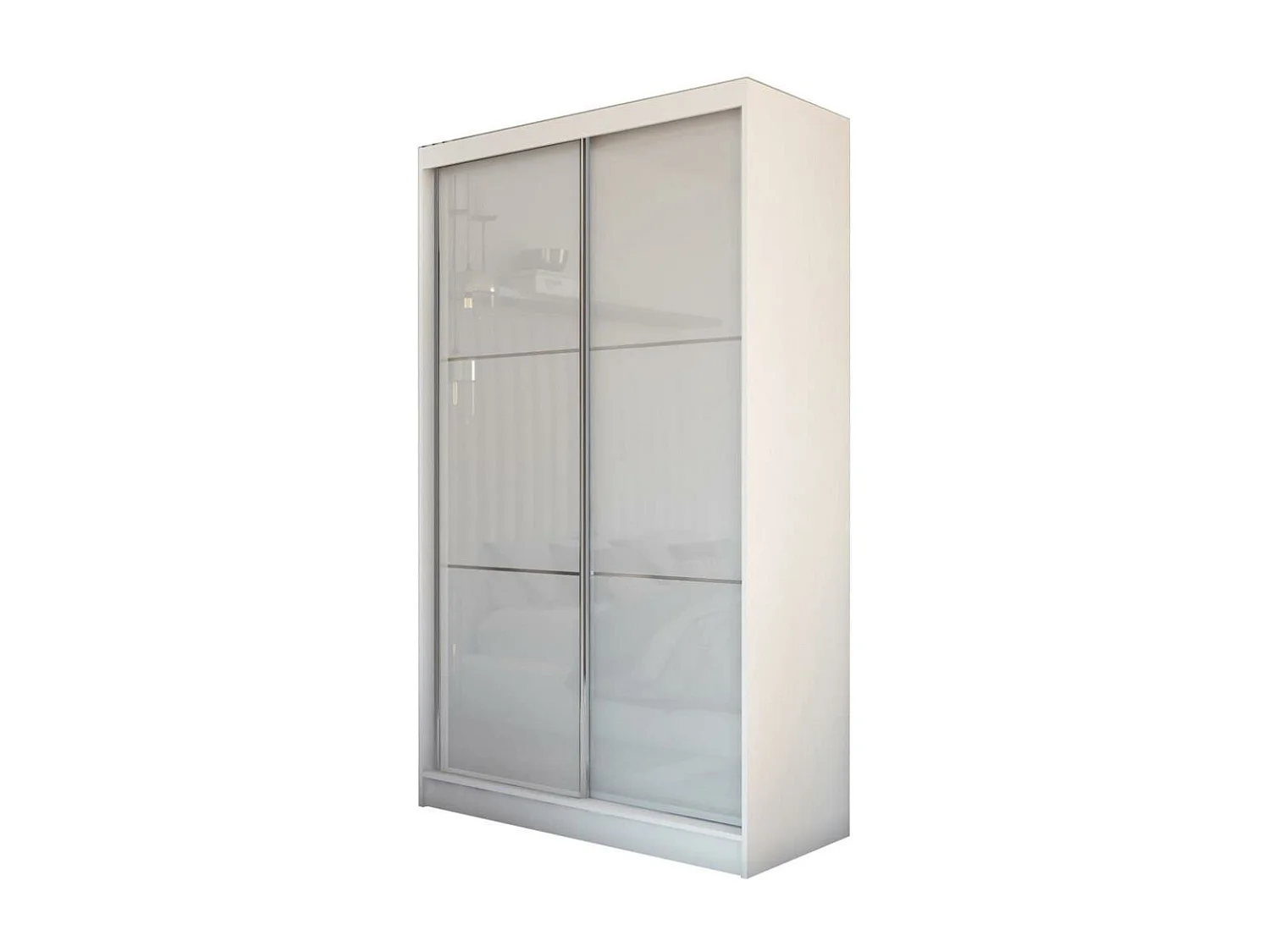 SCHWEBETÜRENSCHRANK Viva 150/216/61 weiß mit Lacobel-Glas