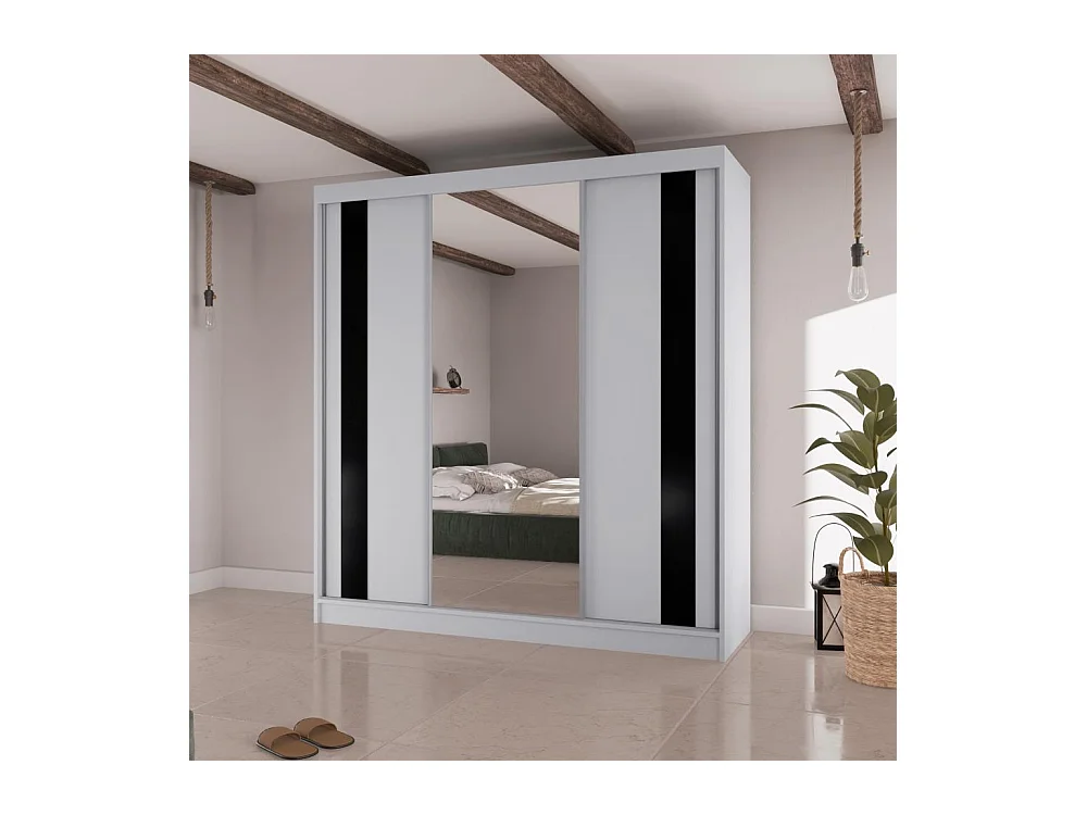 ARMOIRE À PORTES FERMÉES Como II 200/61/215 blanc+noir