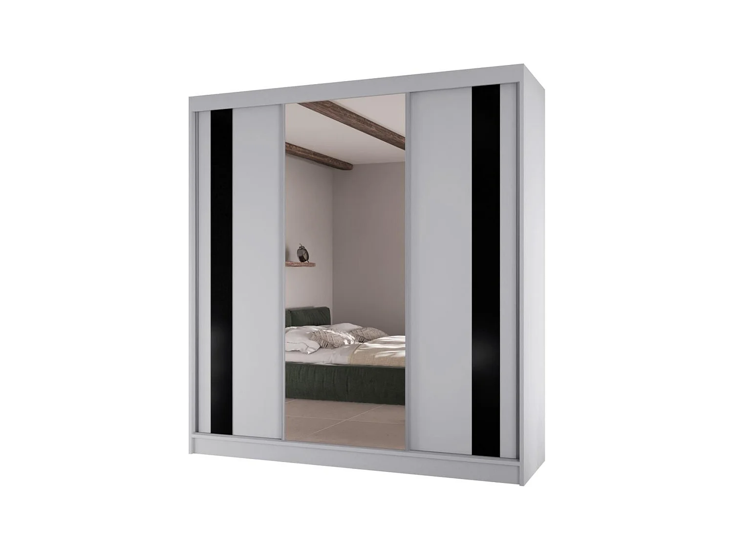 ARMOIRE À PORTES FERMÉES Como II 200/61/215 blanc+noir