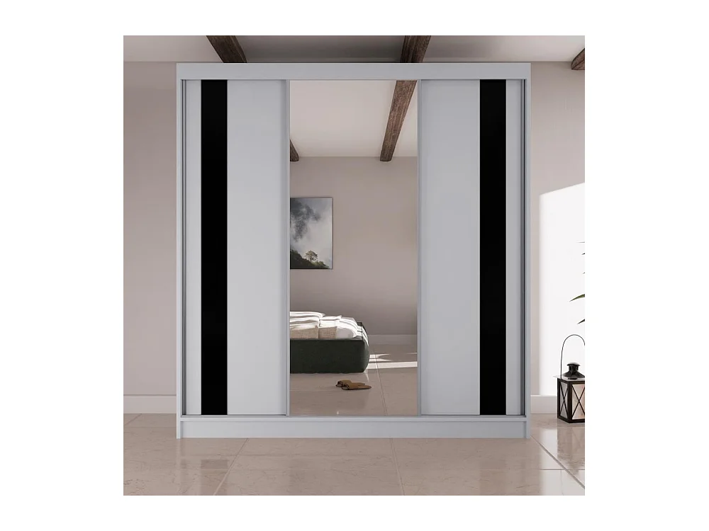 ARMOIRE À PORTES FERMÉES Como II 200/61/215 blanc+noir