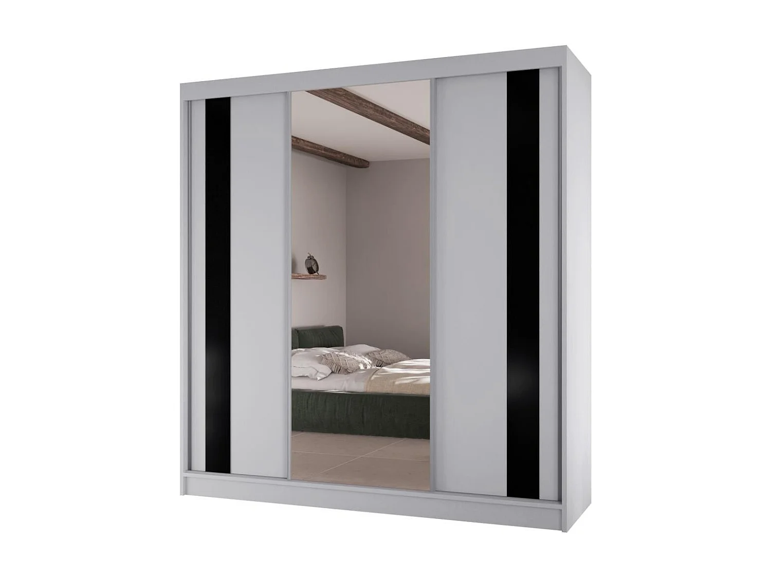 ARMOIRE À PORTES FERMÉES Como II 200/61/215 blanc+noir