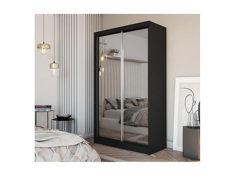 ARMOIRE À PORTES FERMÉES Debra 120/216/61 noir avec miroir