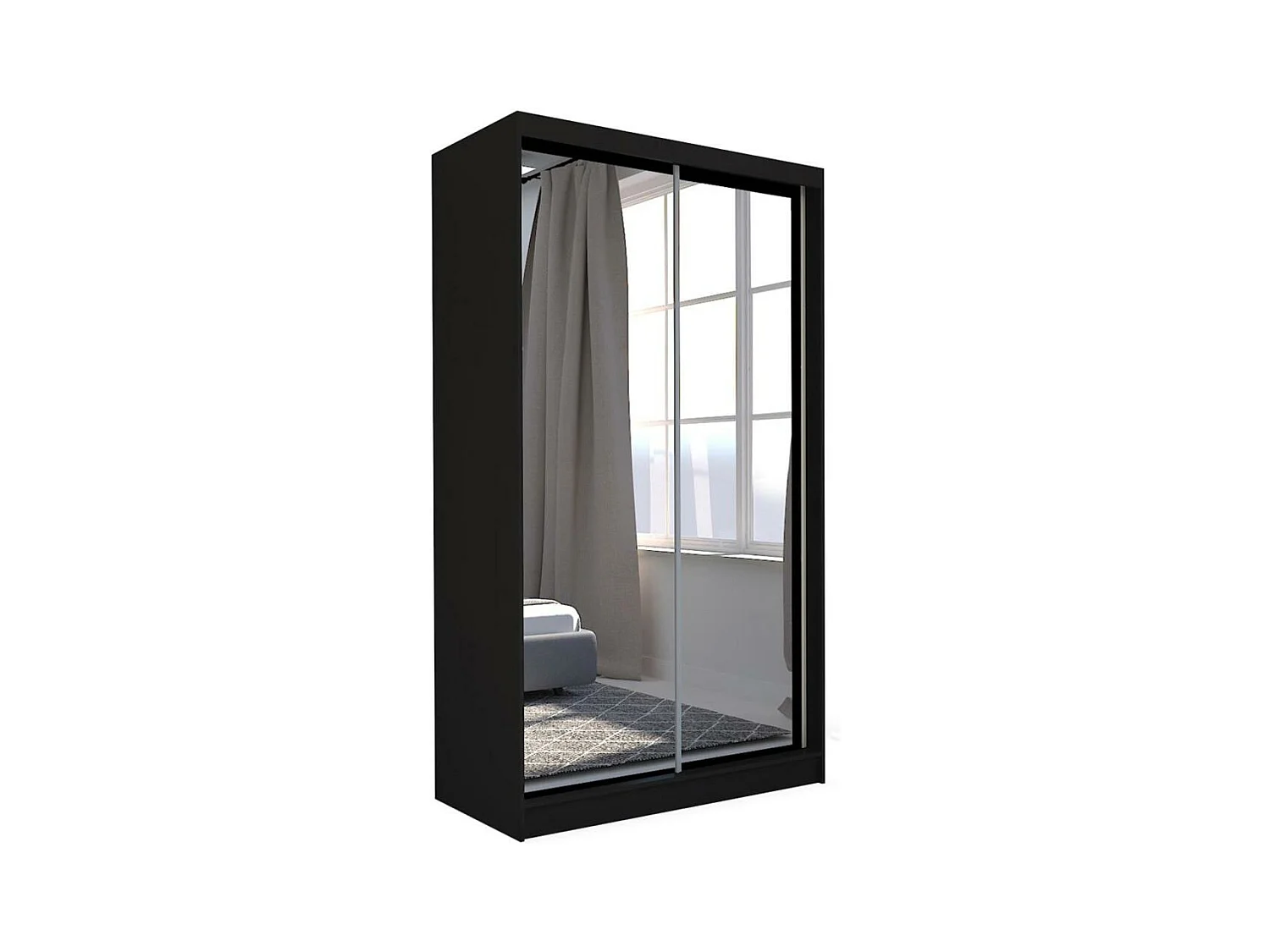 ARMOIRE À PORTES FERMÉES Debra 120/216/61 noir avec miroir