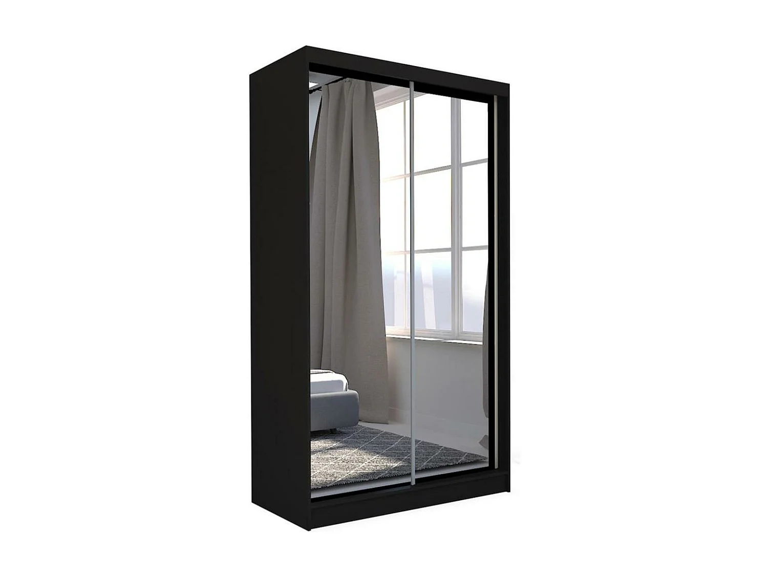 ARMOIRE À PORTES FERMÉES Debra 120/216/61 noir avec miroir
