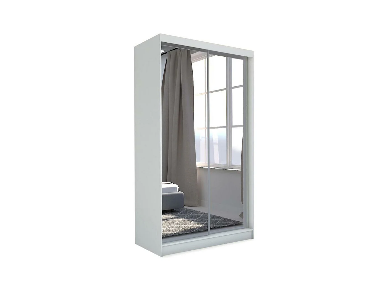 ARMOIRE A PORTES FERMÉES Debra 150/216/61 blanc avec miroir