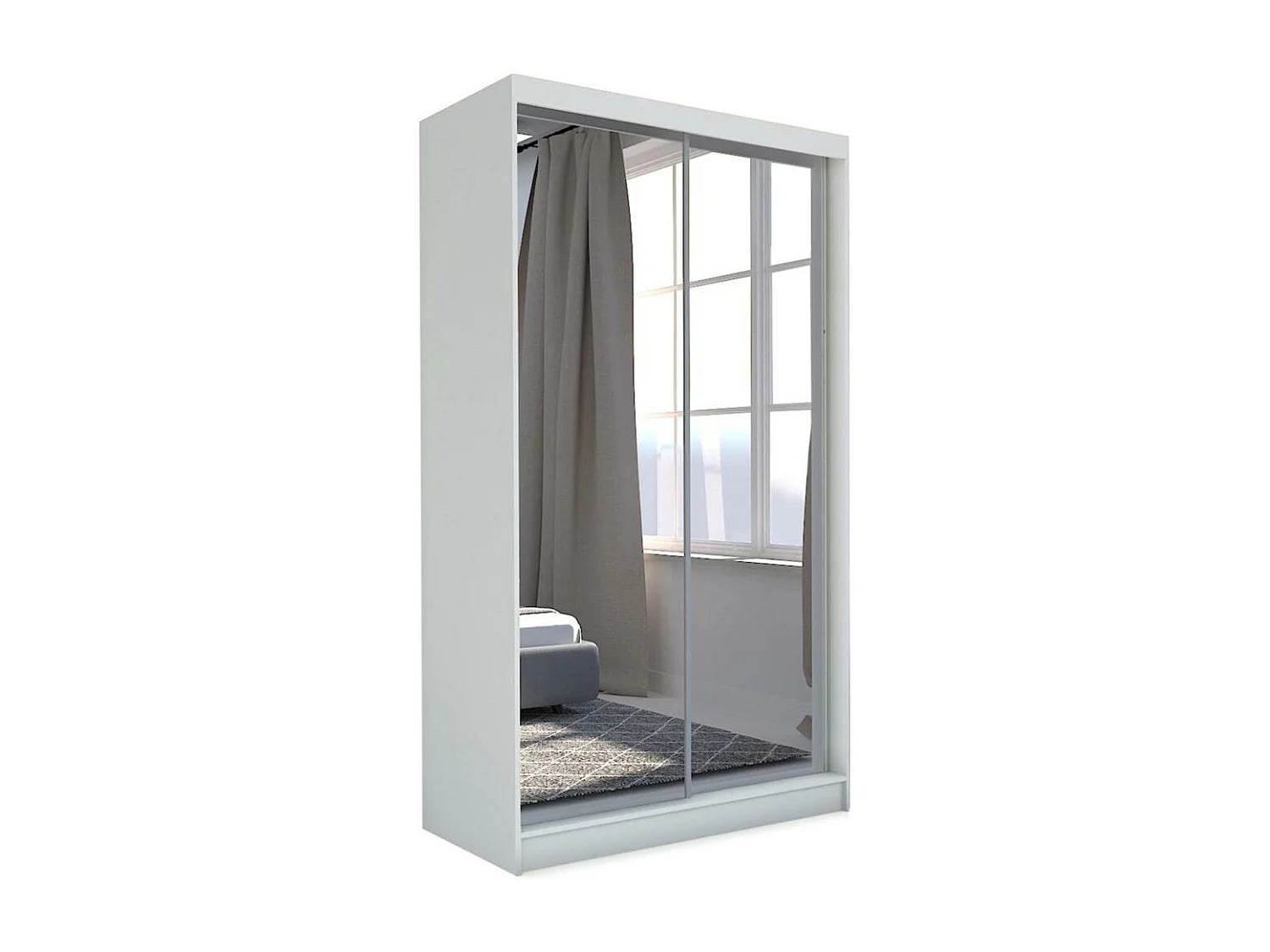ARMOIRE A PORTES FERMÉES Debra 150/216/61 blanc avec miroir