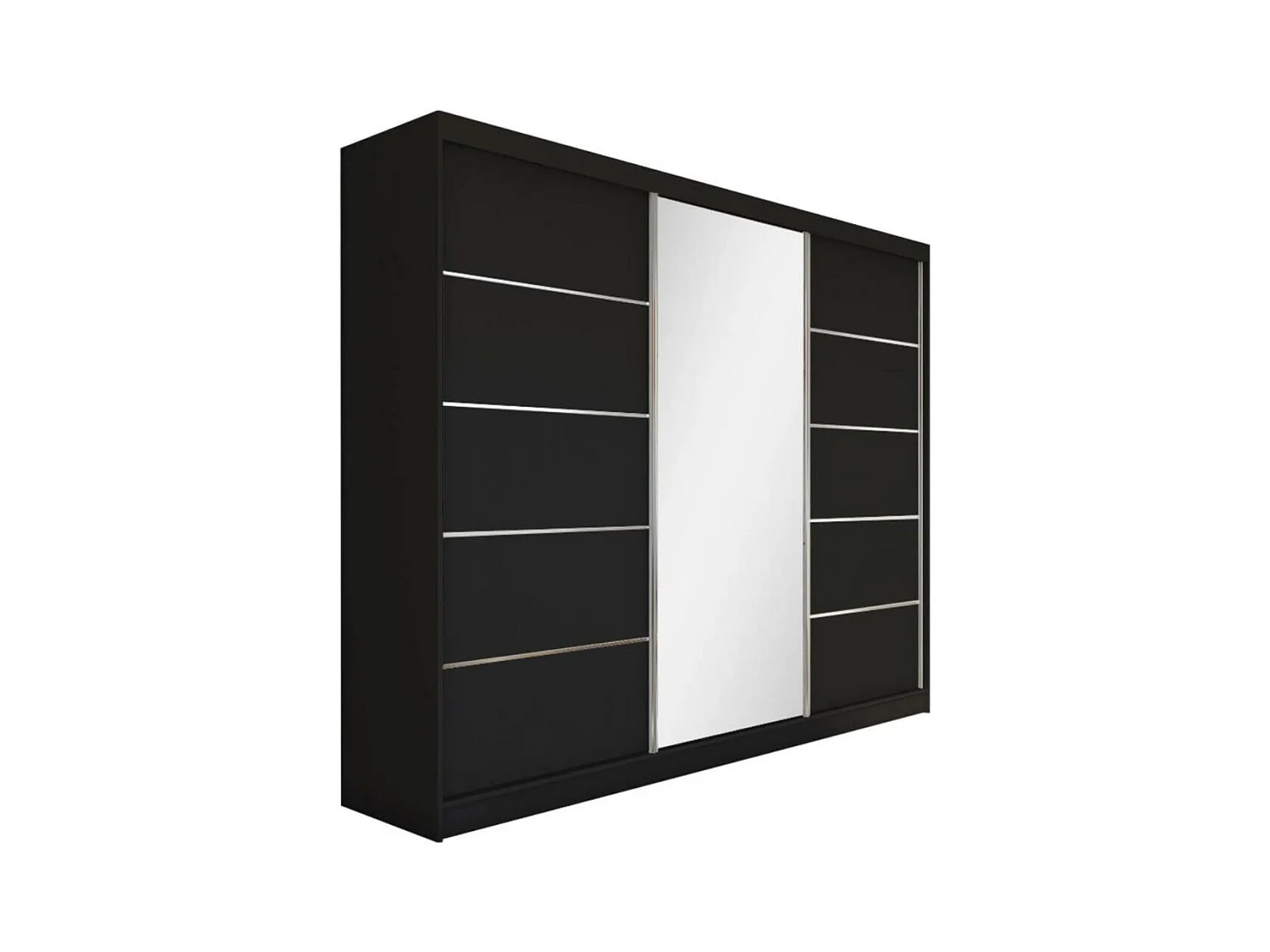 Hangkast Marika 240/216/61 zwart met spiegel en laden