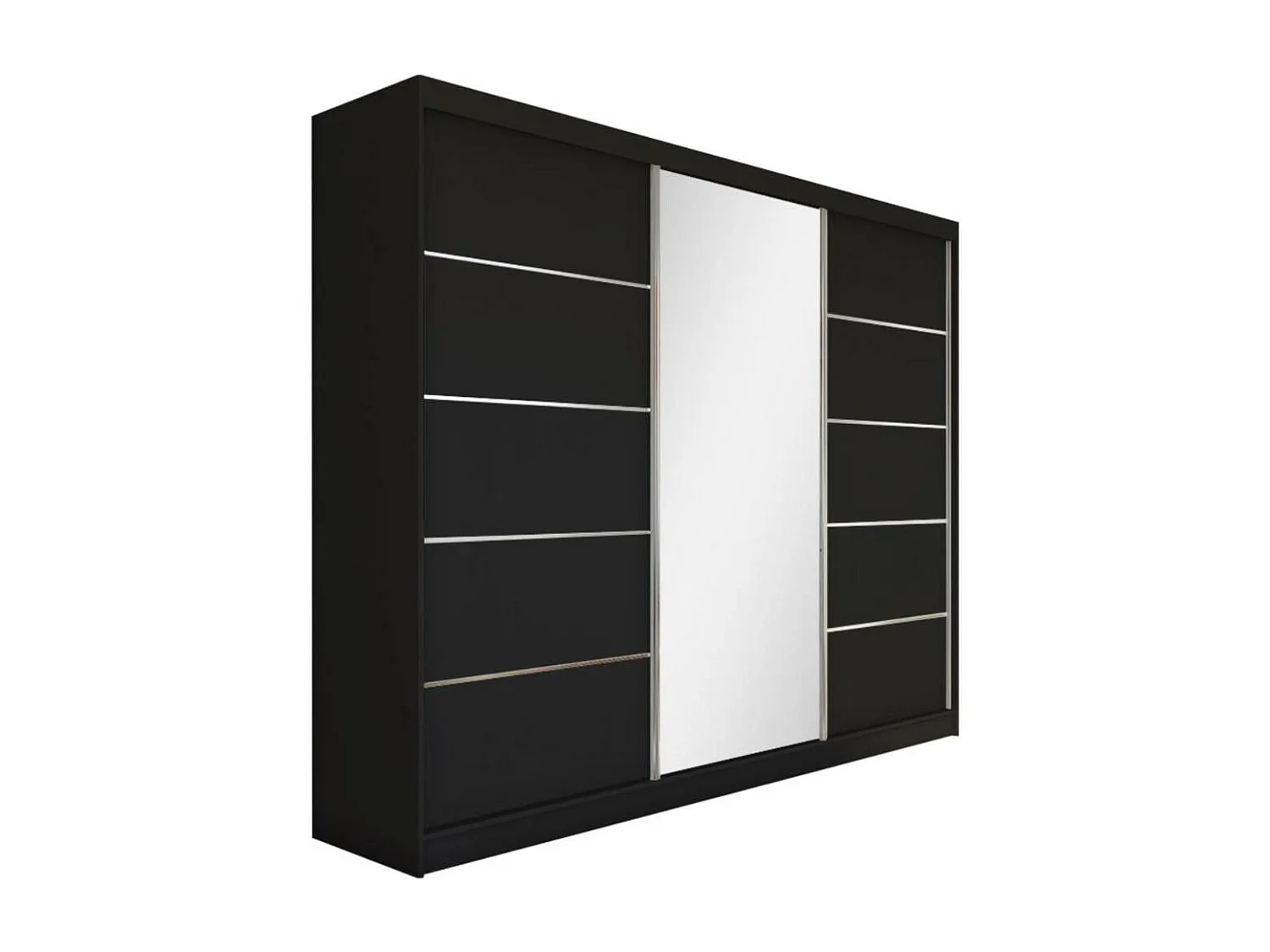 Hangkast Marika 240/216/61 zwart met spiegel en laden