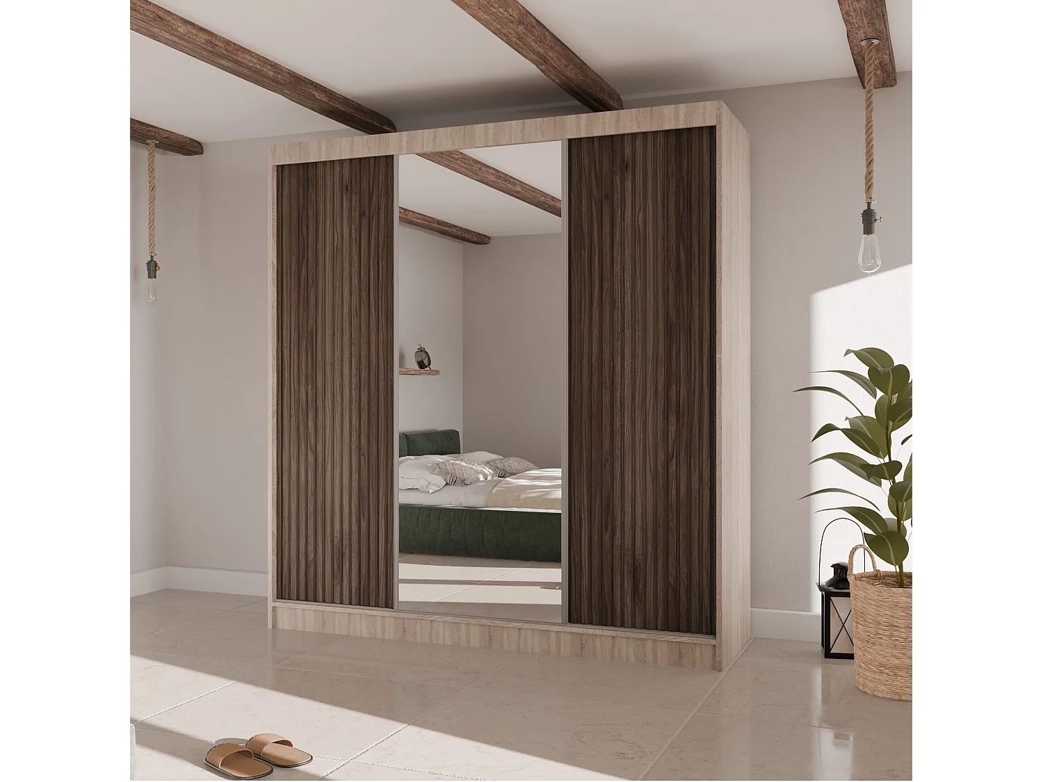 ARMOIRE A PORTES FERMÉES Ramos II 200/61/215 chêne sonoma+couleur bois