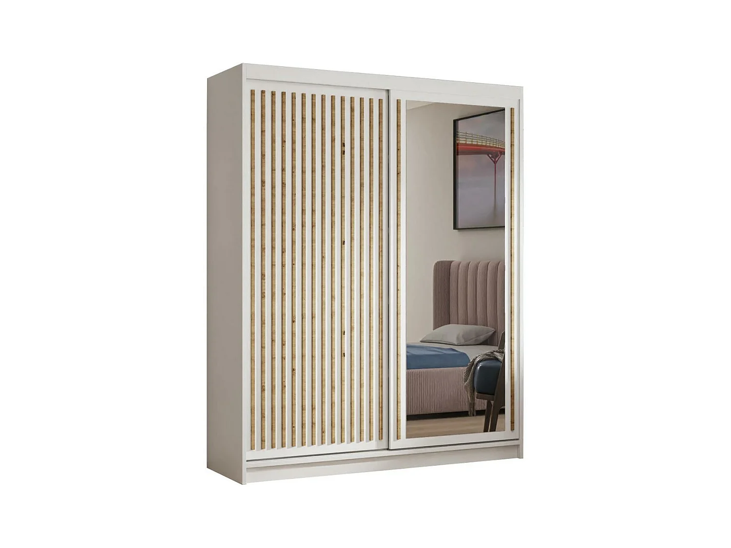 Hangkast Donatello 160/205/60 2-deurs wit met spiegel