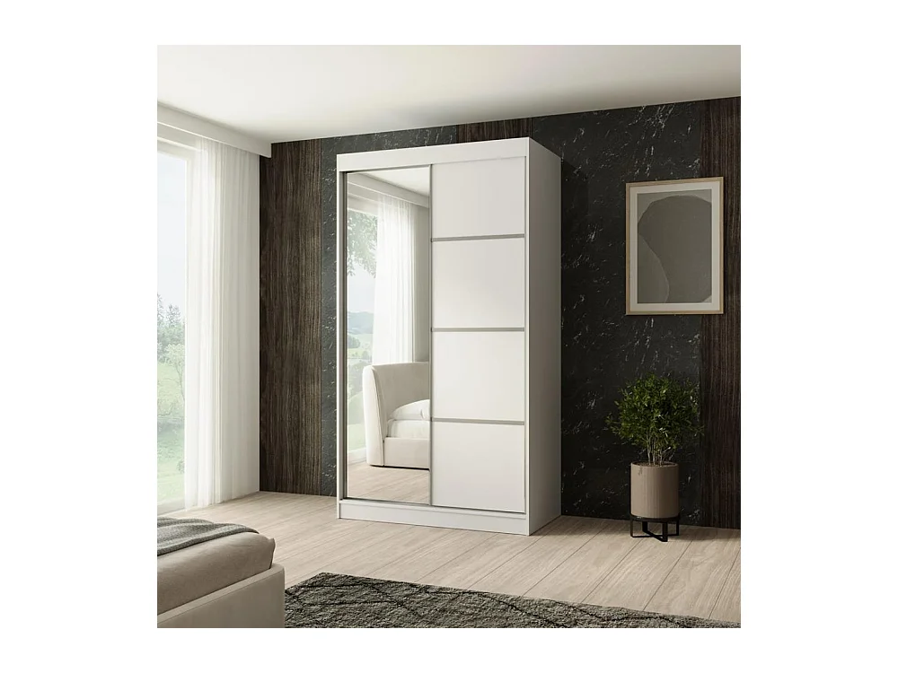 SCHWEBETÜRENSCHRANK Paco 120/215/61 2-türig weiß mit Spiegel