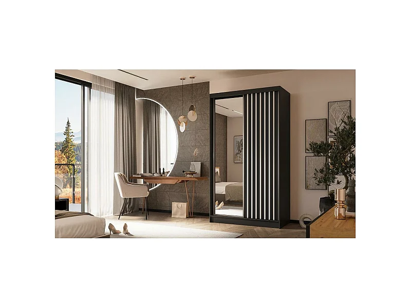 ARMOIRE A PORTES FERMÉES Helix 120/216/61 noir+blanc